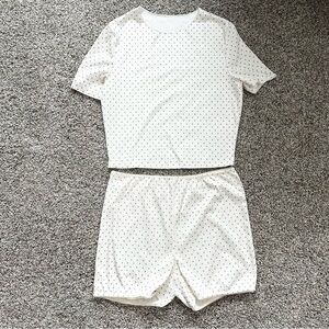 Off white/cream and gray Polka Dot Lounge Set, size medium
